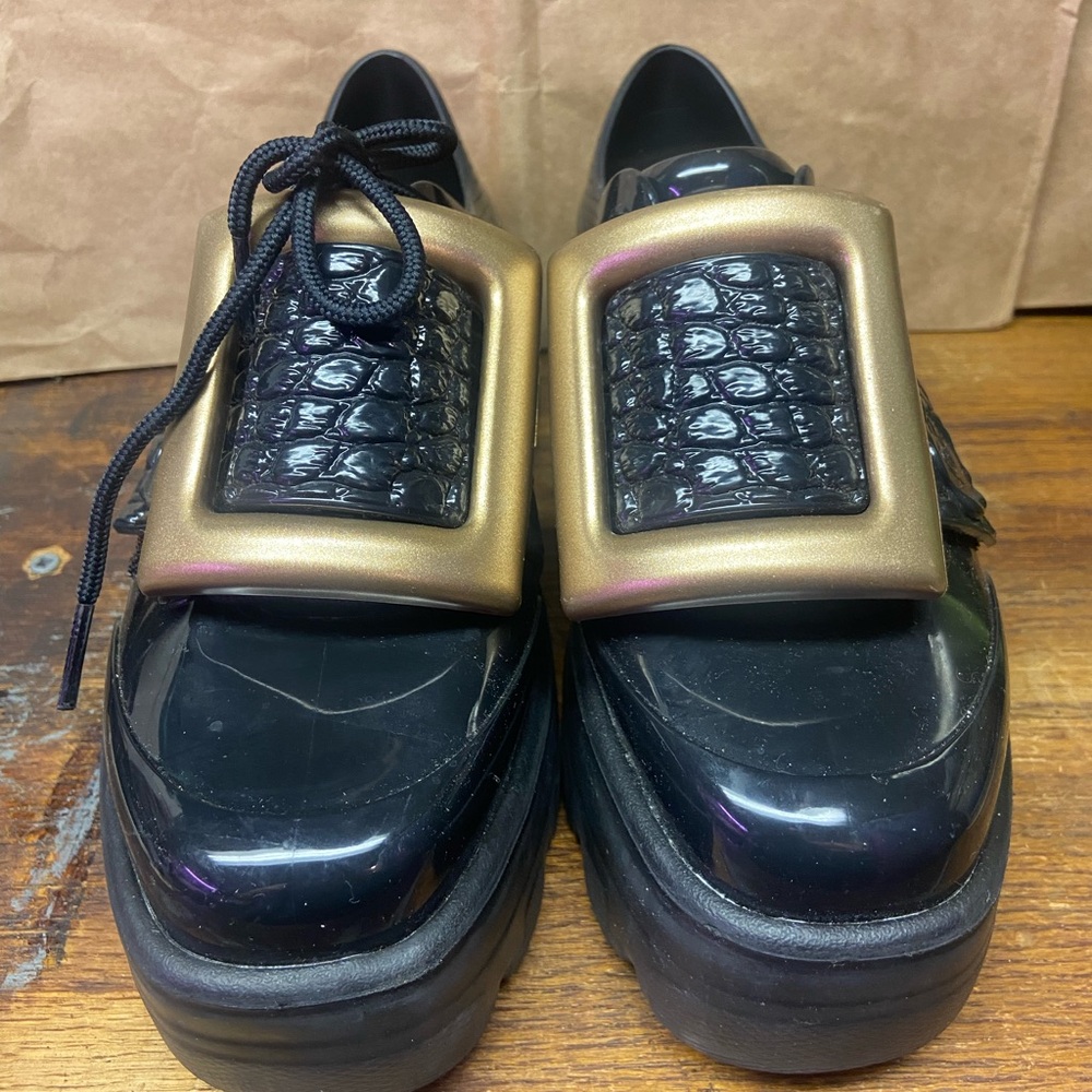 Viktor and Rolf Melissa black vegan platform buckle sneaker womens  USA 7
